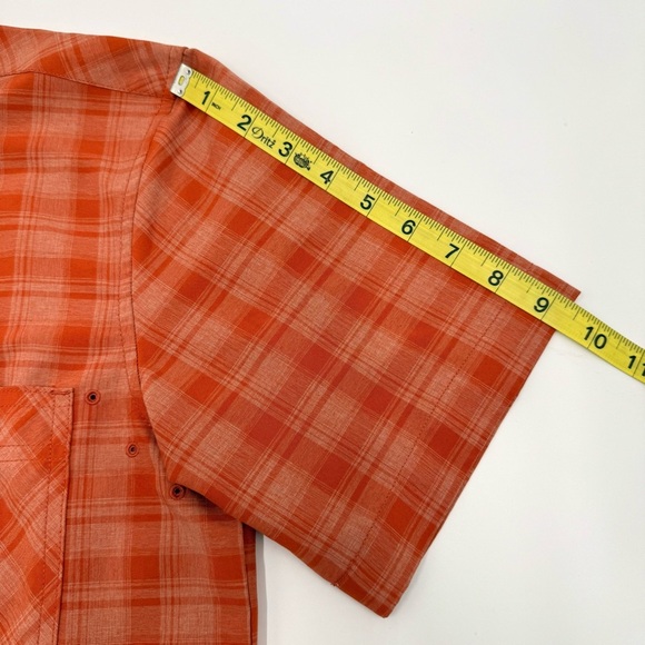 Orvis Men's Orange Plaid Performance Short Sleeve Button Down Tech Shirt Small - Picture 10 of 12